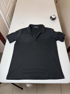 classic black Dolce & Gabbana short-sleeve polo shirt Sz 56